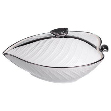 Супница 800 (мл) фарфоровая 32&times;21&times;16 (см) с крышкой Белый с серебром XL-4054AS XL-4054AS фото