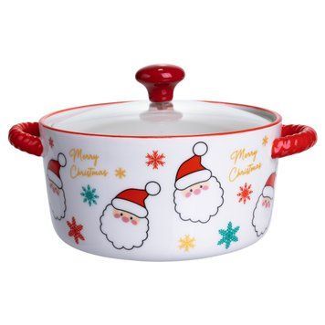 Супница фарфоровая Santa новогодняя 800 (мл) с крышкой Yiwu FM-CS-9A FM-CS-9A фото
