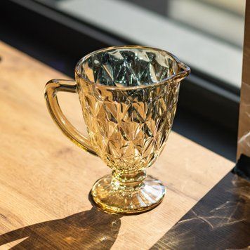 Глек для напоїв Citrine скляний 1 л HP-19-279 глечик для лимонаду лимонадник декоративний з ручкою HP-19-279 фото